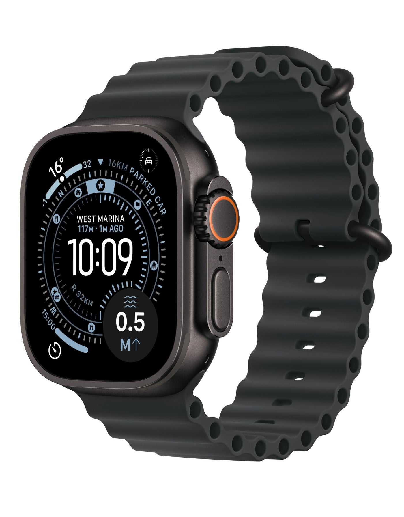Silicone Ocean Band Compatible with Apple Watch 42mm 44mm 45mm 46mm 49mm – Soft Sport Replacement Strap for Apple Watch Ultra 1/2/3, SE, Series 11/10/9/8/7/6/5/4 – Black